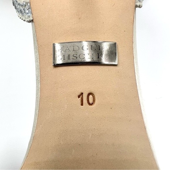 Badgley Mischka Size 10 Jeweled Ivory Satin Dress Sandals Heels Pumps Shoes - Picture 14 of 14